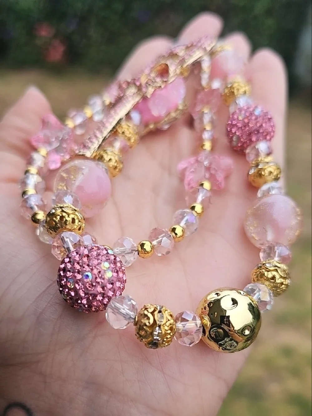 Pink Crystal Key Charm